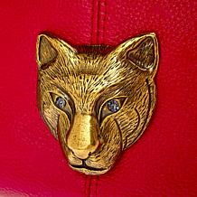 "As Is" Sharif Legacy Cougar Eyelet Pebble Leather Fringe Hobo