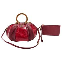 "As Is" Sharif Legacy Floral Embossed Leather Balloon Crossbody wit...