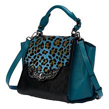 "As Is" Sharif Legacy Haircalf and Epi Leather Engraved Leaf Satchel