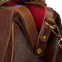 "As Is" Sharif Legacy Hieroglyphic Leather Haircalf Frame Satchel