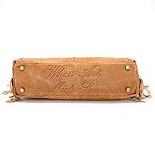 "As Is" Sharif Legacy Suede Metallic Fringe Hobo with Whipstitching