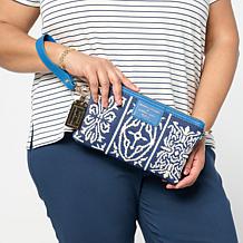 "As Is" Sharif Sicily Tile Embroidered Wristlet Clutch