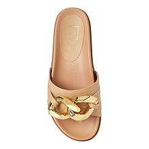 "As Is" ShuShop Shoes Cassie Molded Footbed Slide with Chain Detail