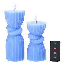 "As Is" South Street Loft Set of 2 Wax Flameless Knot LED Candles 