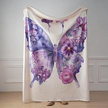 "As Is" SouthStreet Loft Floral Garden Butterfly Printed Throw