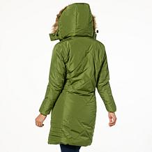 "As Is" Sporto® Daisy Water-Resistant Quilted Long Coat with Remova...