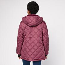 "As Is" Sporto® Meg Quilted Mid-Length Hooded Jacket