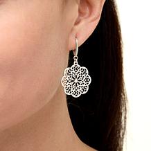 "As Is" Tanya Moss Sterling Silver Floral Cut-Out Drop Earrings