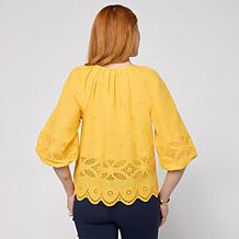 "As Is" Tower Hill by Christie Brinkley Eyelet Detail Top