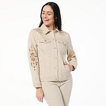 As Is Tower Hill by Christie Brinkley Eyelet Embroidered Denim Jacket