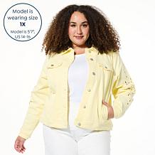 As Is Tower Hill by Christie Brinkley Eyelet Embroidered Denim Jacket