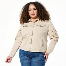 As Is Tower Hill by Christie Brinkley Eyelet Embroidered Denim Jacket