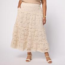 "As Is" TowerHill by Christie Brinkley Tiered Crocheted Skirt