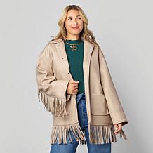 "As Is" TWRHLL by Christie Brinkley Brushed Faux Melton Jacket with...