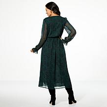 "As Is" TWRHLL by Christie Brinkley Crinkle Chiffon Ruffle Front Ma...