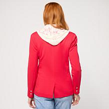 "As Is" TWRHLL by Christie Brinkley Crochet Zip-Out Dickey Blazer