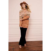 "As Is" TWRHLL by Christie Brinkley Fair Isle Sweater Knit Belted C...