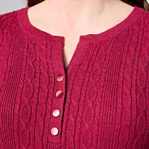 "As Is" TWRHLL by Christie Brinkley Henley Cable Knit Dress