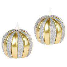 "As Is" Unmatched Round Ornament Flameless Candle - Set of 2
