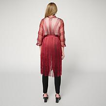 "As Is" Vince Camuto Belted Metallic Topper with Fringe