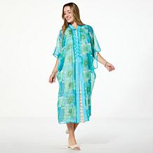 "As Is" Vince Camuto Jewel Print Open Front Duster