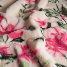 "As Is" Warm & Cozy Floral Print Luxury Faux Fur Throw
