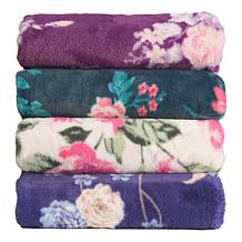 "As Is" Warm & Cozy Floral Print Luxury Faux Fur Throw