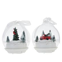 "As Is" Winter Lane 2 Tabletop Musical LED Ornaments w/Rotating Sce...