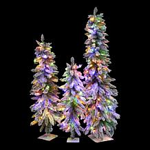"As Is" Winter Lane Down Swept LED Trees 3-Piece Set