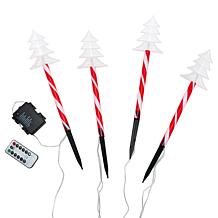 "As Is" Winter Lane Tree Shaped Stake LED Lights - Set of 4