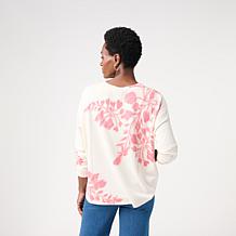"As Is" Wynne Collection Printed Floral Sweater