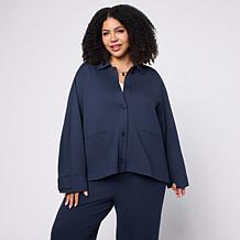 "As Is" WynneCollection 360 Stretch Long-Sleeve Collared Swing Jacket