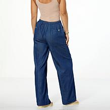 "As Is" WynneCollection Chambray Straight Leg Drawstring Pant