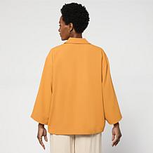 "As Is" WynneCollection Drapey Twill Button-Front Dolman Jacket