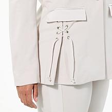 "As Is" WynneCollection Lace-Up Detail Knit Tuxedo Blazer