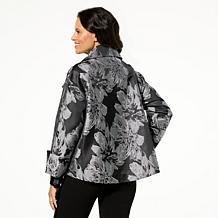 "As Is" WynneCollection Metallic Jacquard Floral Swing Jacket