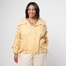 "As Is" WynneCollection Novelty Organza Jacquard Jacket
