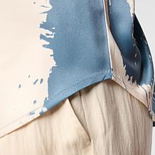 "As Is" WynneCollection Printed Satin Cap-Sleeve Top