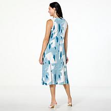 "As Is" WynneCollection Printed Stretch Rayon Dress with Seamed Detail