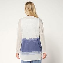 "As Is" WynneCollection Printed Sweater Knit Cardigan