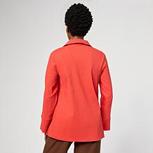 "As Is" WynneCollection Textured Crinkle Button-Down Shirt