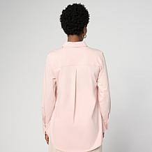 As Is WynneLayers Button-Front High-Low Gusset Detail Tunic Shirt