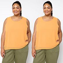 "As Is" WynneLayers Chiffon and Rayon-Spandex Knit 2-pack Tank Set
