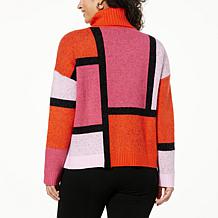 "As Is" WynneLayers Geometric Pattern Jacquard Knit Boxy Sweater