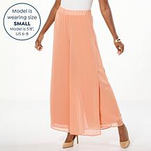 "As Is" WynneLayers Pull-On Pant with Chiffon Overlay
