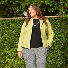 "As Is" WynneLayers Scuba Knit Button-Down Jacket