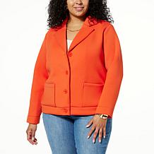 "As Is" WynneLayers Scuba Knit Button-Down Jacket