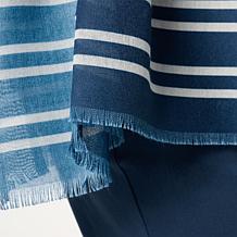 "As Is" WynneLayers Striped Printed Fringed Scarf