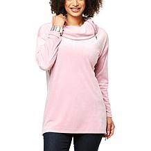 "As Is" WynneLayers Velour Cowl Neck Tunic Top with Zipper Details