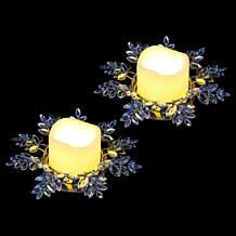 august & leo Jeweled Leaf Candle Holder - Set of 2